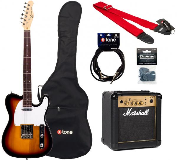 TL70 + MARSHALL MG10 +HOUSSE + COURROIE + CABLE + MEDIATORS - 3 tone  sunburst Pack guitare électrique Eastone