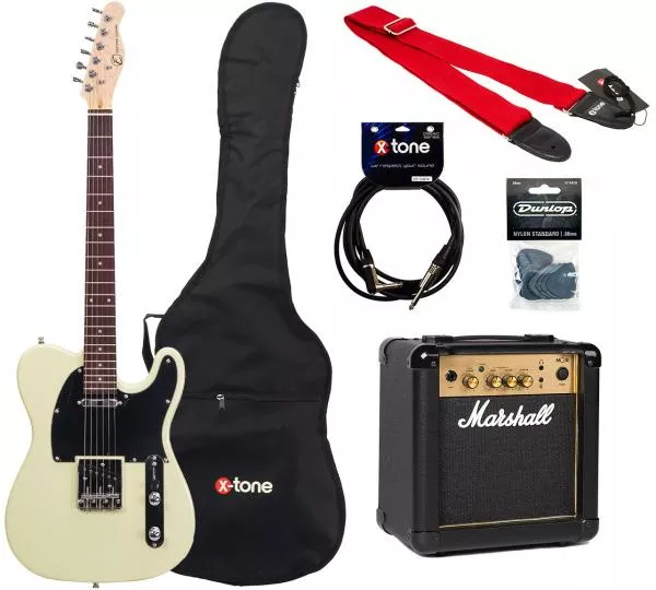 Pack guitare électrique Eastone TL70 +MARSHALL MG10 +HOUSSE +COURROIE +CABLE +MEDIATORS - Ivory