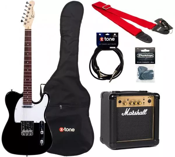 Pack guitare électrique Eastone TL70 +Marshall MG10 +Accessories - Black