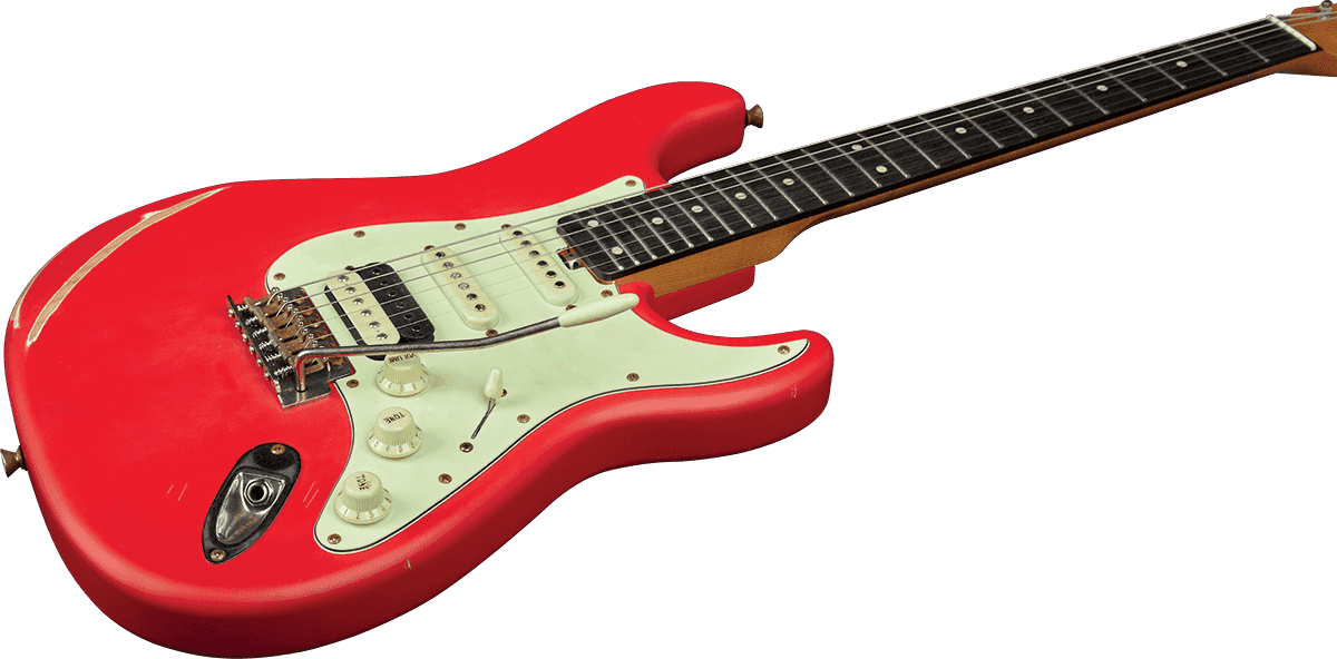 Eko Aire Relic Original Hss Trem Wpc - Fiesta Red - Guitare Électrique Forme Str - Variation 2