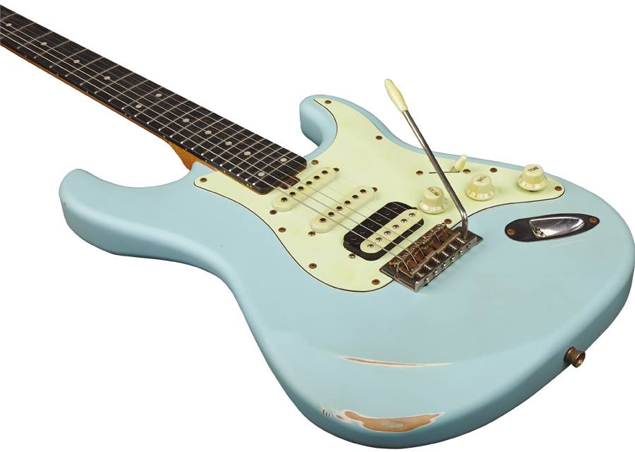 Eko Aire Relic Original Hss Trem Wpc - Daphne Blue - Guitare Électrique Forme Str - Variation 3