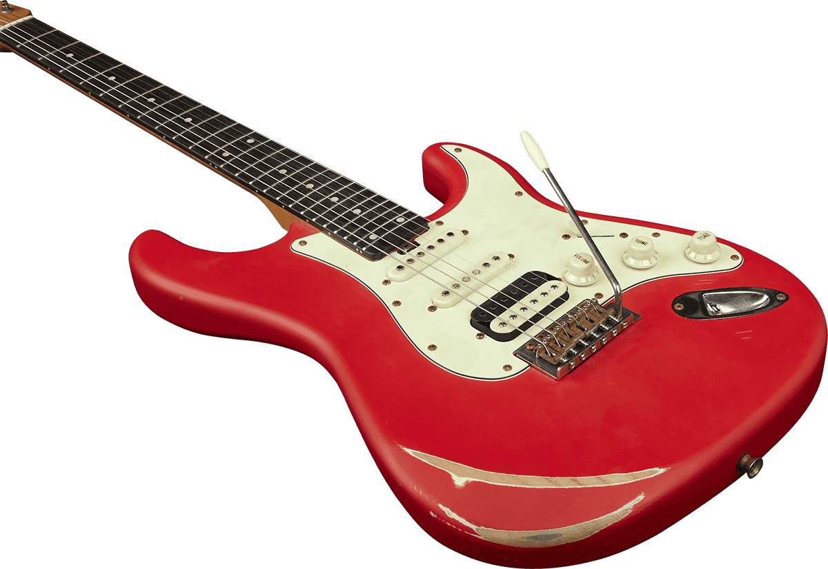 Eko Aire Relic Original Hss Trem Wpc - Fiesta Red - Guitare Électrique Forme Str - Variation 3