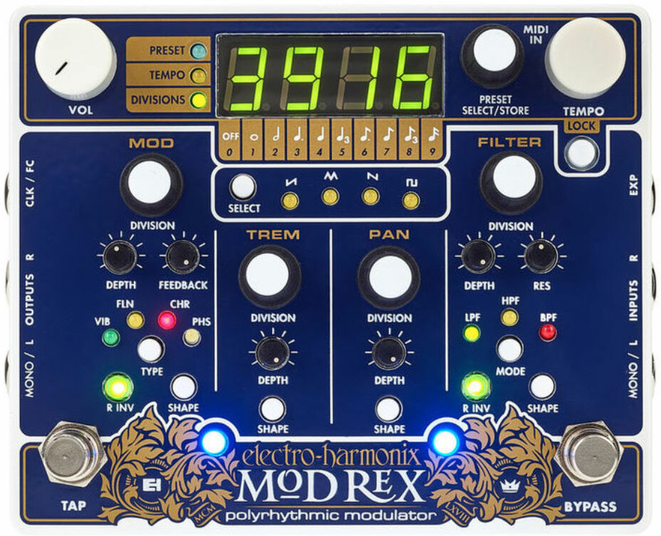 Electro Harmonix Mod Rex Polyrhytmic Modulator - PÉdale Chorus / Flanger / Phaser / Tremolo - Main picture