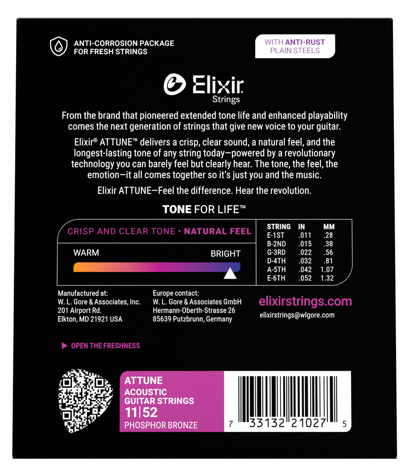 Elixir 21027 Attune Phos.bronze. Cl 11-52 - Cordes Guitare Acoustique - Variation 2