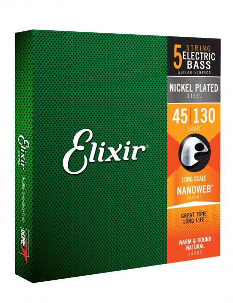 Cordes basse électrique Elixir Bass (5) Nanoweb Nickel Plated 45-130 - jeu de 5 cordes
