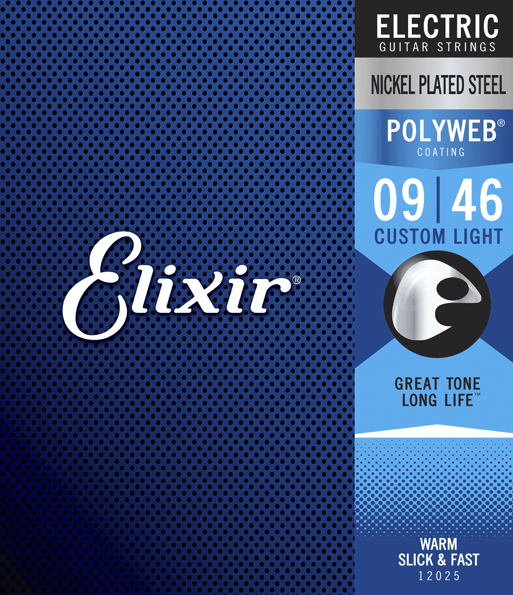 Elixir 12025 Polyweb Nps Round Wound Electric Guitar 6c Custom Light 9-46 - Cordes Guitare Électrique - Main picture