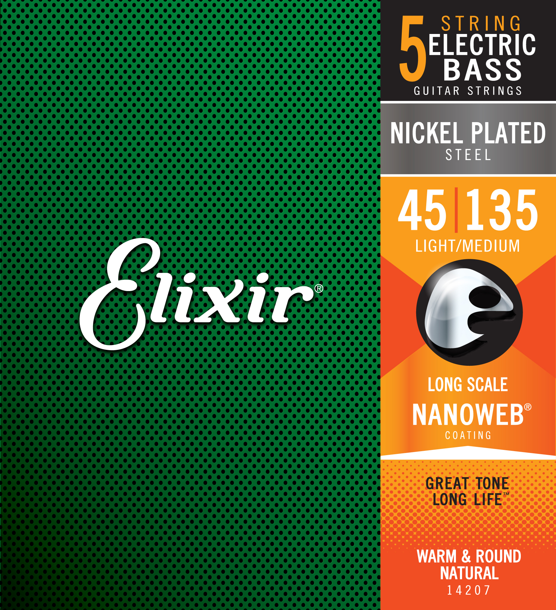 Elixir 14207 5-string Nanoweb Nps Long Scale Electric Bass 5c Light Medium 45-135 - Cordes Basse Électrique - Main picture