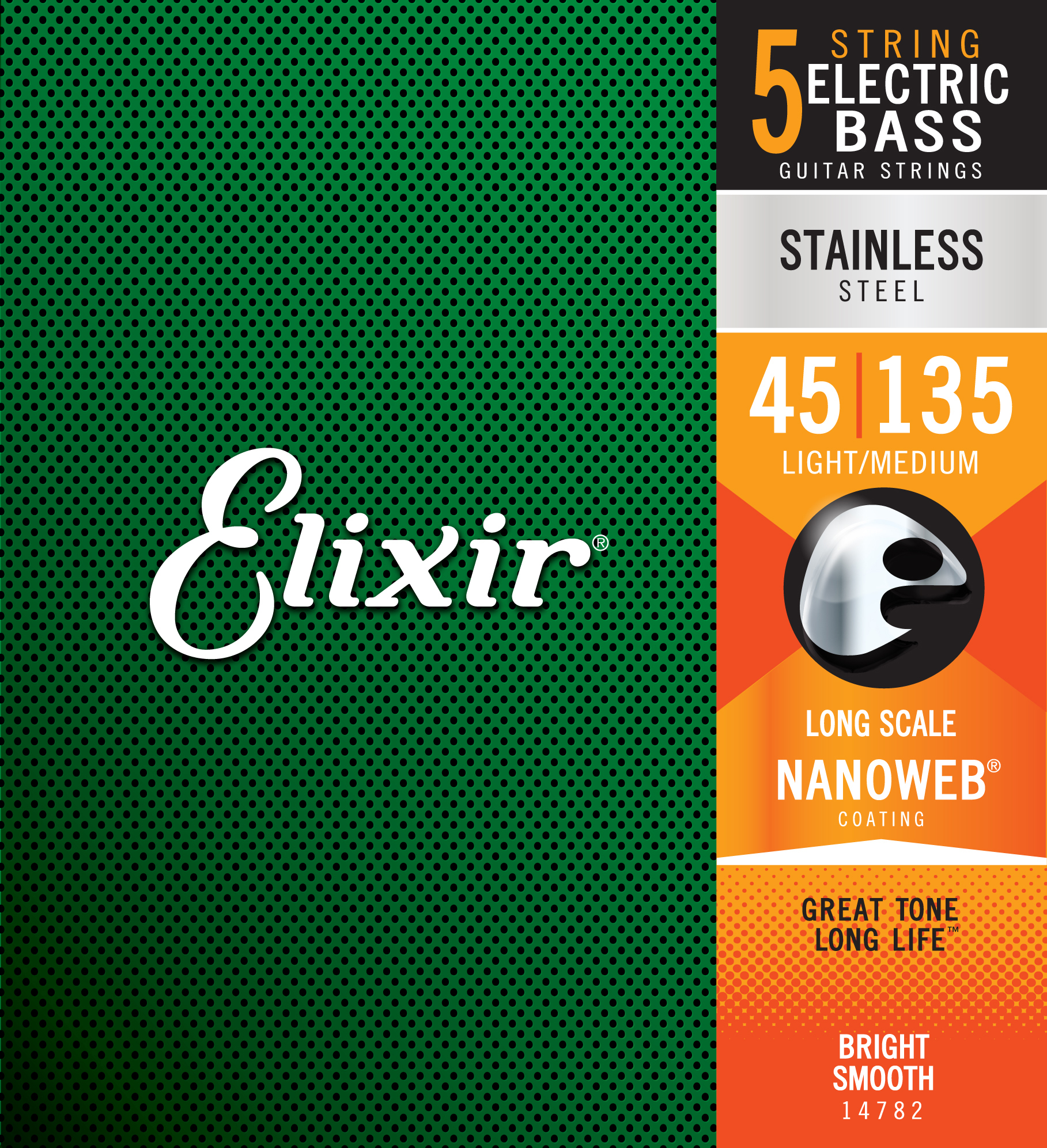 Elixir 14782 5-string Nanoweb Stainless Steel Long Scale Electric Bass 5c Light Medium 45-135 - Cordes Basse Électrique - Main picture