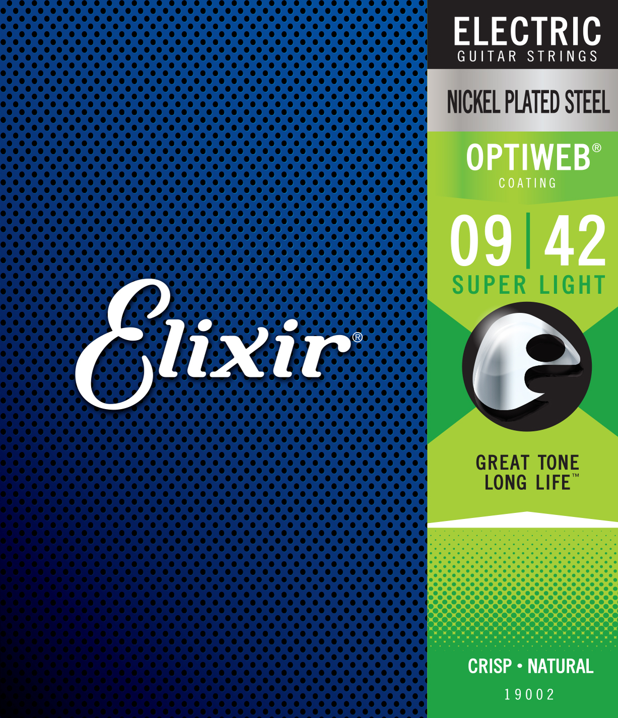 Elixir 19002 Optiweb Nps Round Wound Electric Guitar 6c 9-42 - Cordes Guitare Électrique - Main picture