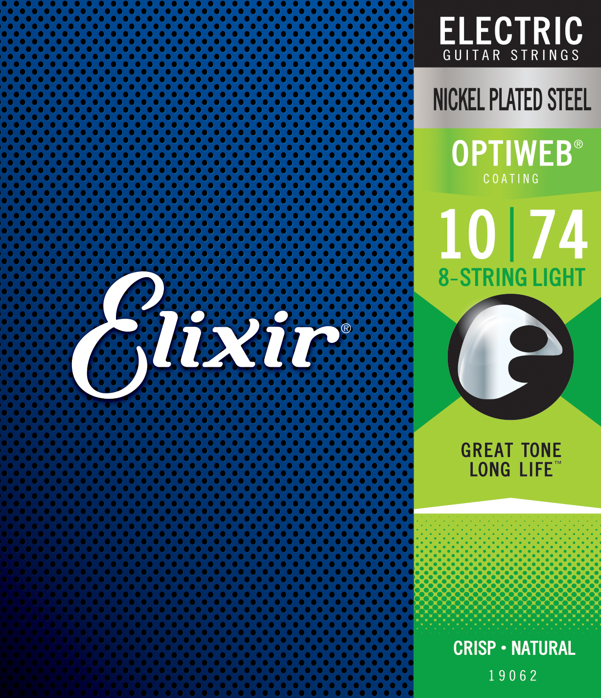 Elixir 19062 Optiweb Nps Round Wound Electric Guitar 8c 10-74 - Cordes Guitare Électrique - Main picture