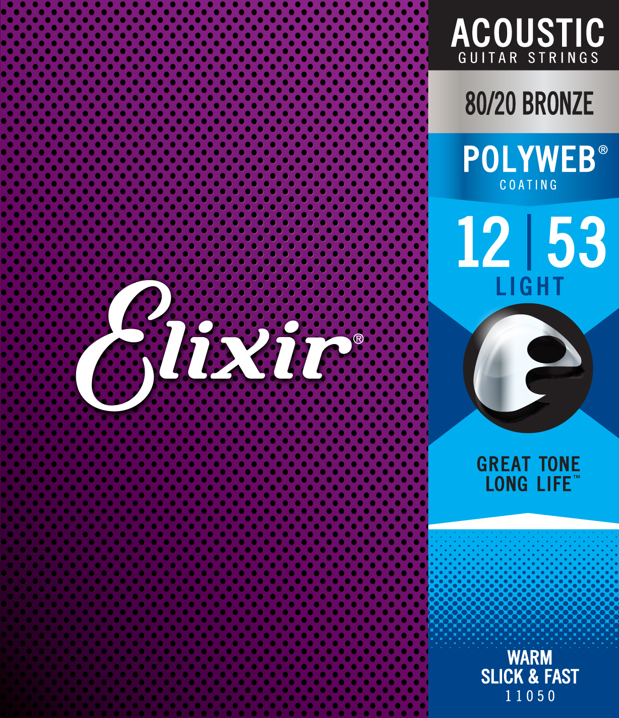 Elixir Jeu De 6 Cordes Acoustic 11050 Polyweb 80/20 Bronze 12-53 - Cordes Guitare Acoustique - Main picture