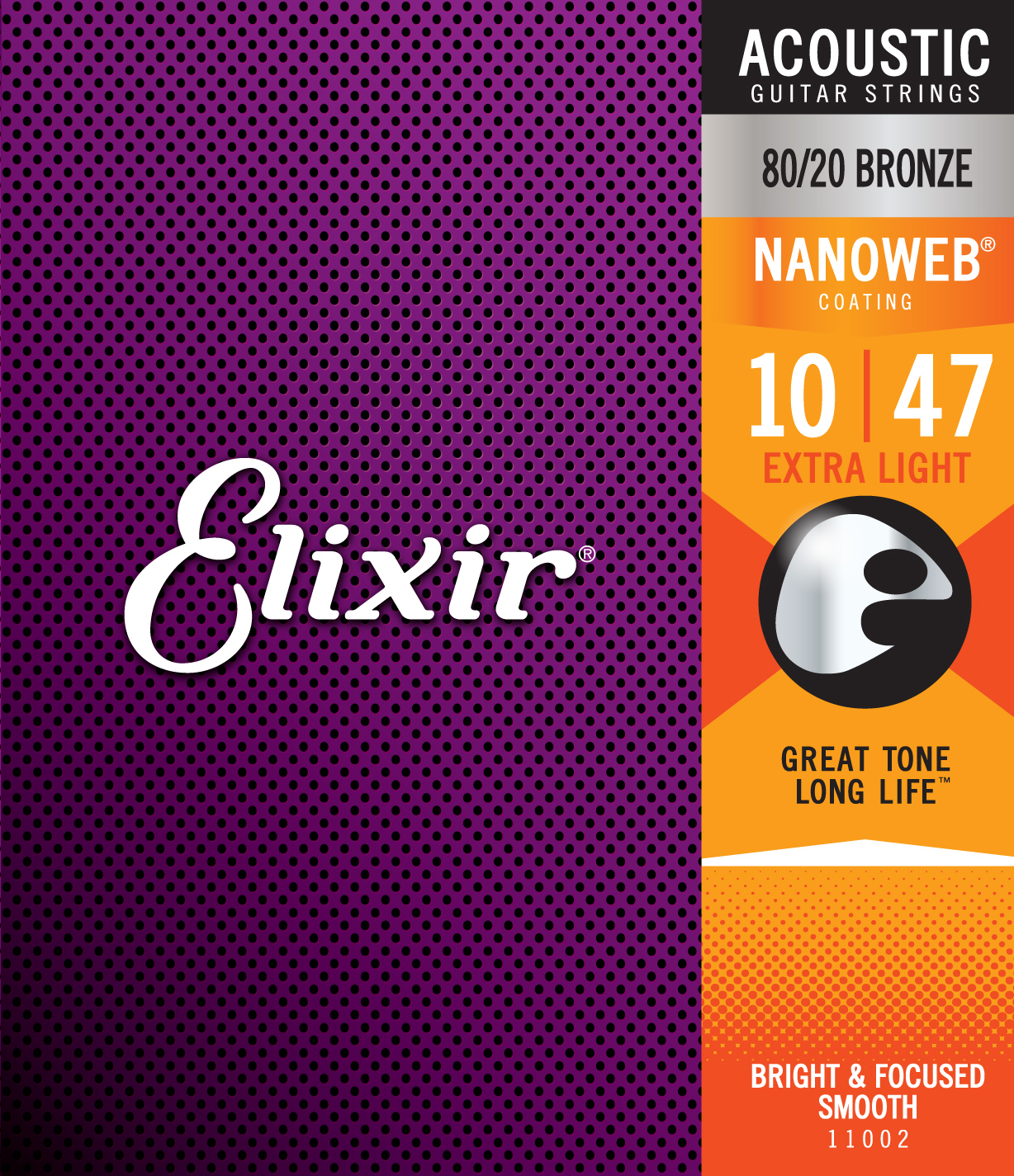 Elixir Jeu De 6 Cordes Acoustic (6) 11002 Nanoweb 80/20 Bronze Extra Light 10-47 - Cordes Guitare Acoustique - Main picture