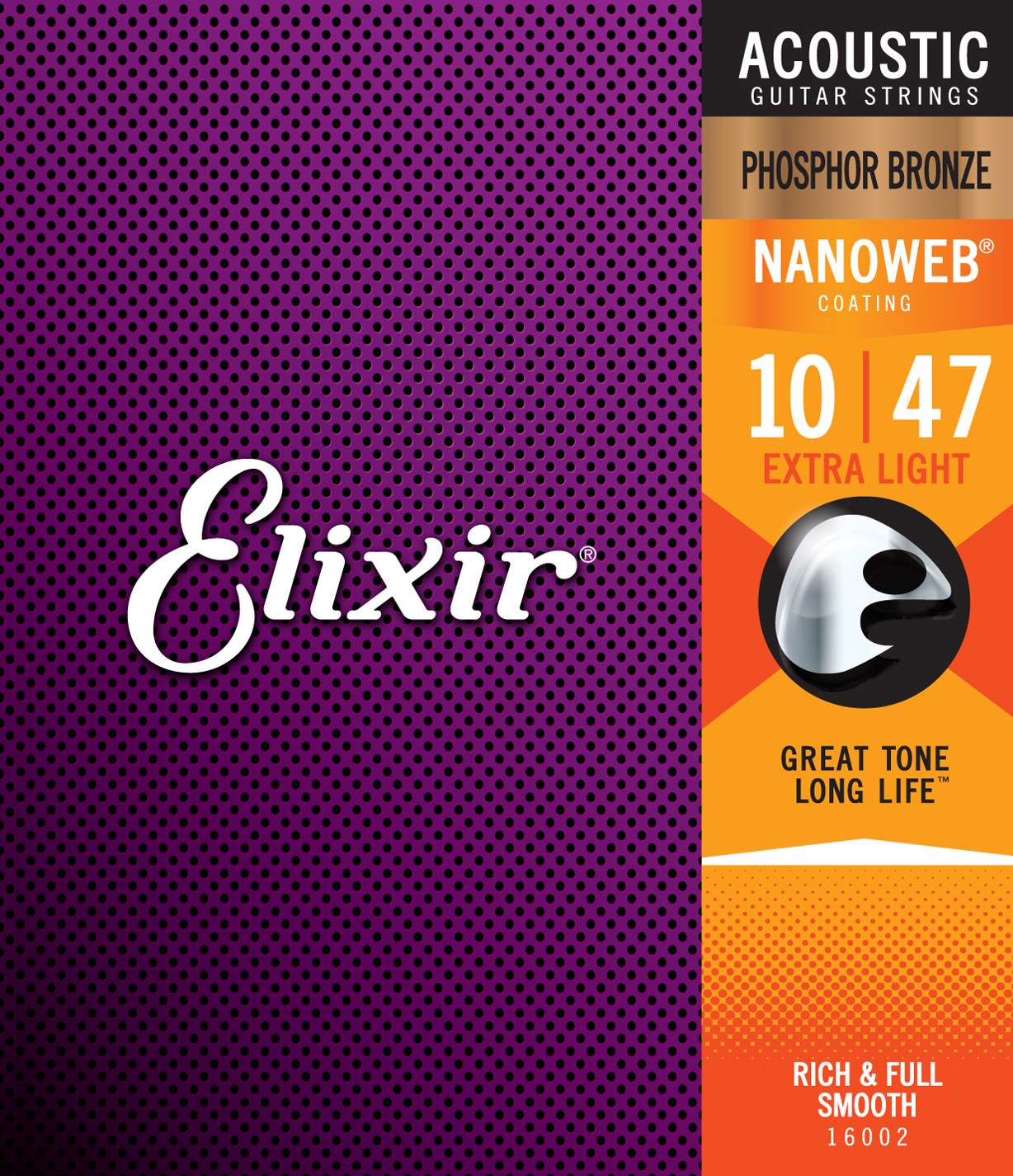 Elixir Jeu De 6 Cordes Acoustic (6) 16002 Nanoweb Phosphor Bronze 10-47 - Cordes Guitare Acoustique - Main picture