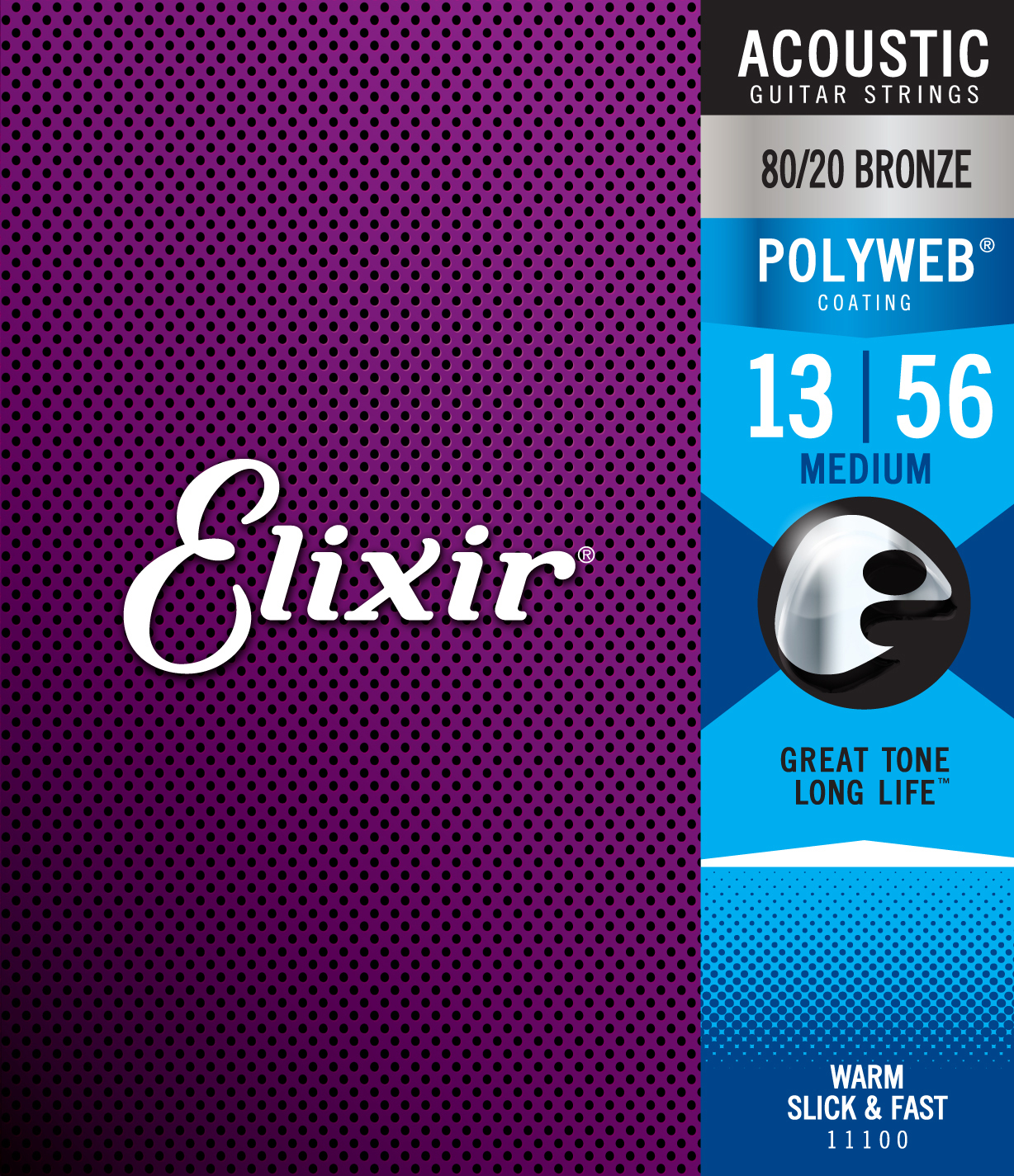 Elixir Jeu De 6 Cordes Guit. Folk 6c Polyweb 80.20 Bronze Medium 013-056 11100 - Cordes Guitare Acoustique - Main picture