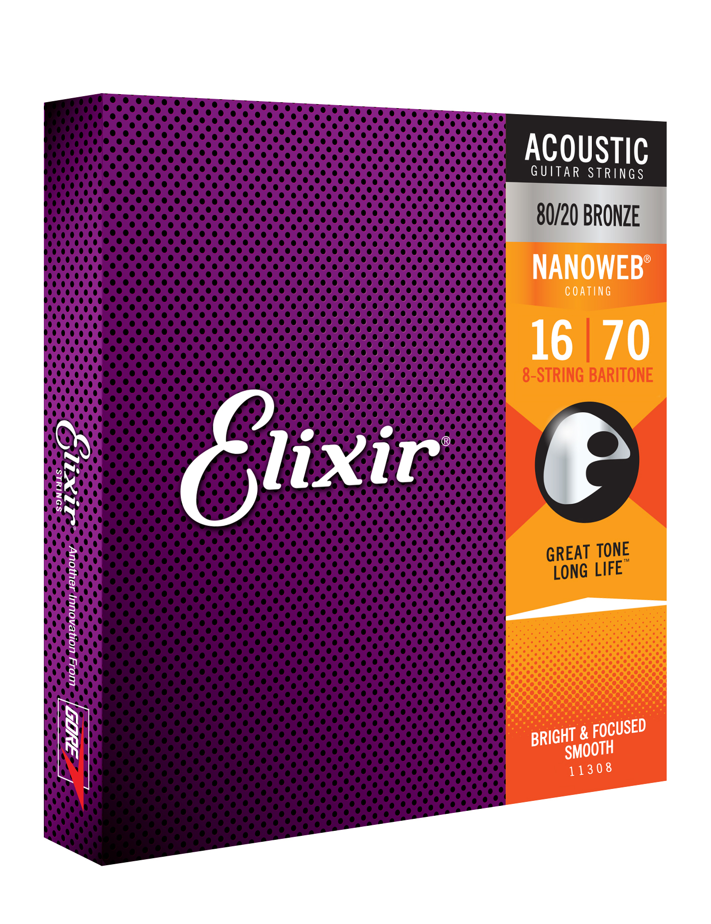 Elixir 11308 8-string Nanoweb 80/20 Bronze Acoustic Guitar 8c Baritone 16-70 - Cordes Guitare Acoustique - Variation 1