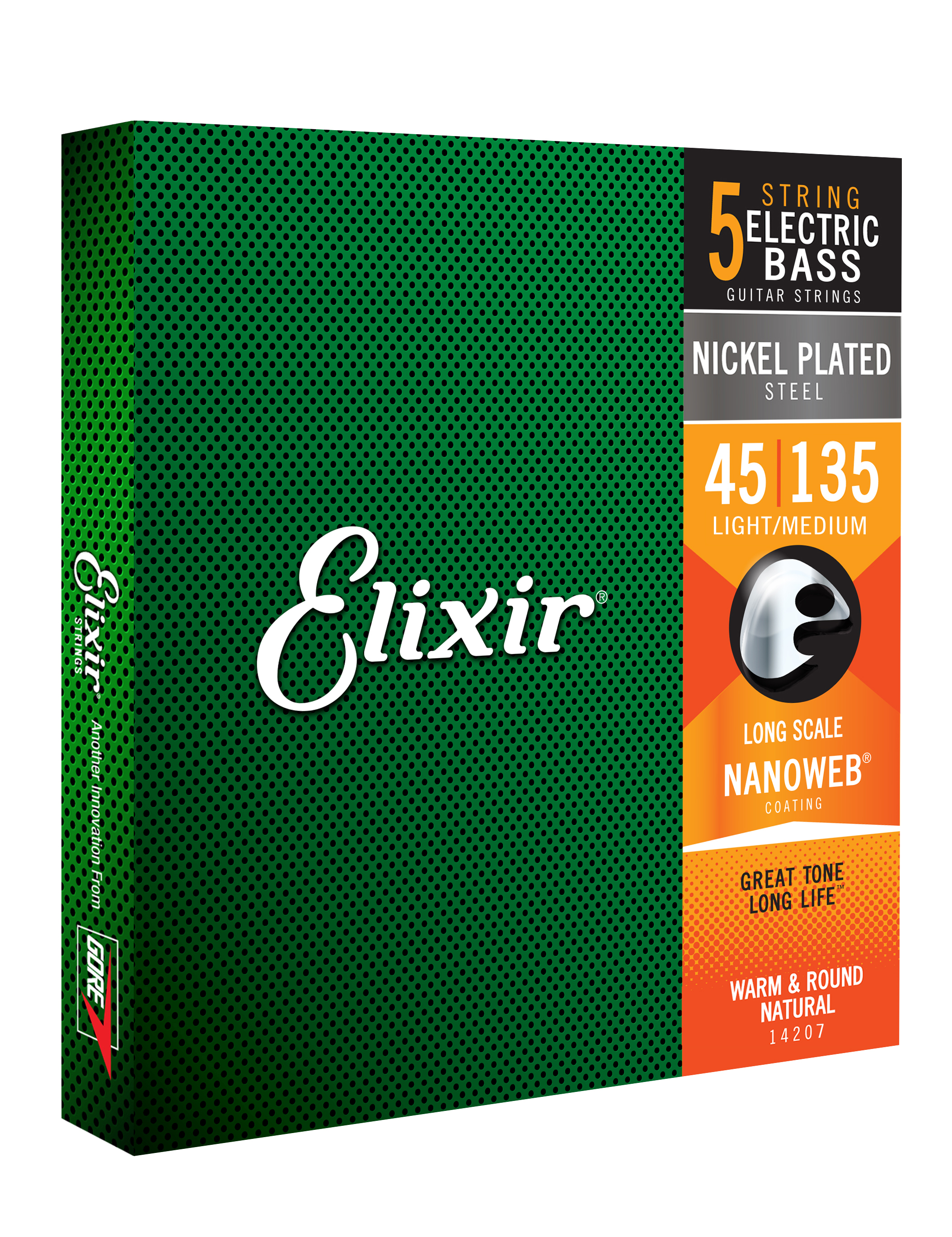 Elixir 14207 5-string Nanoweb Nps Long Scale Electric Bass 5c Light Medium 45-135 - Cordes Basse Électrique - Variation 1