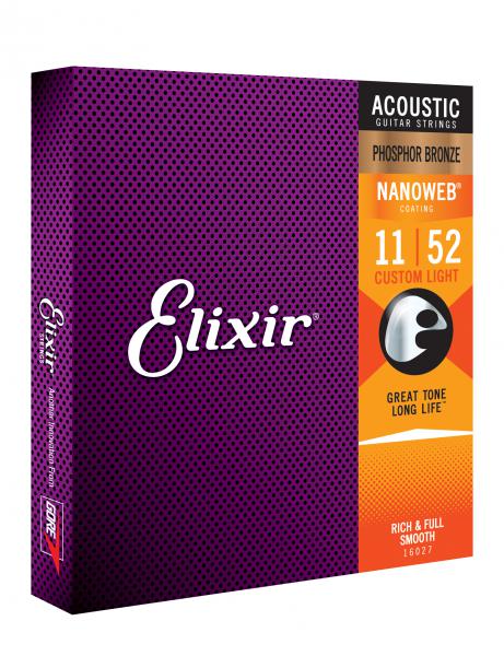 Cordes guitare acoustique Elixir Acoustic (6) Nanoweb Phosphor Bronze 11-52 - jeu de 6 cordes