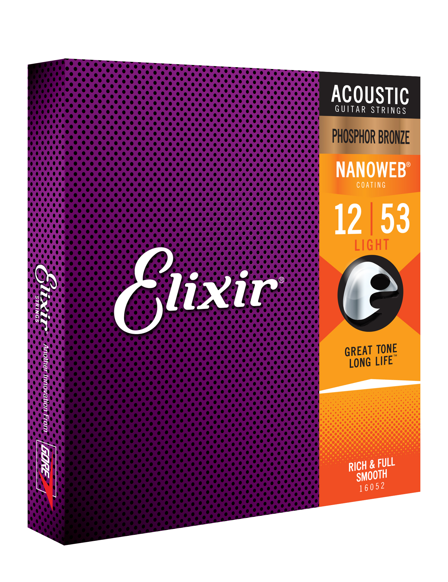 Elixir Jeu De 6 Cordes Acoustic (6) 16052 Nanoweb Phosphor Bronze 12-53 - Cordes Guitare Acoustique - Variation 1
