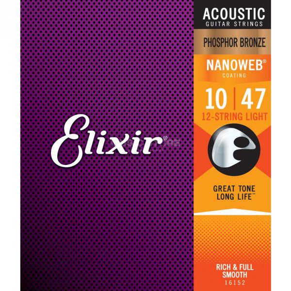 Cordes guitare acoustique Elixir Acoustic Nanoweb 10-47 - Jeu de 12 cordes