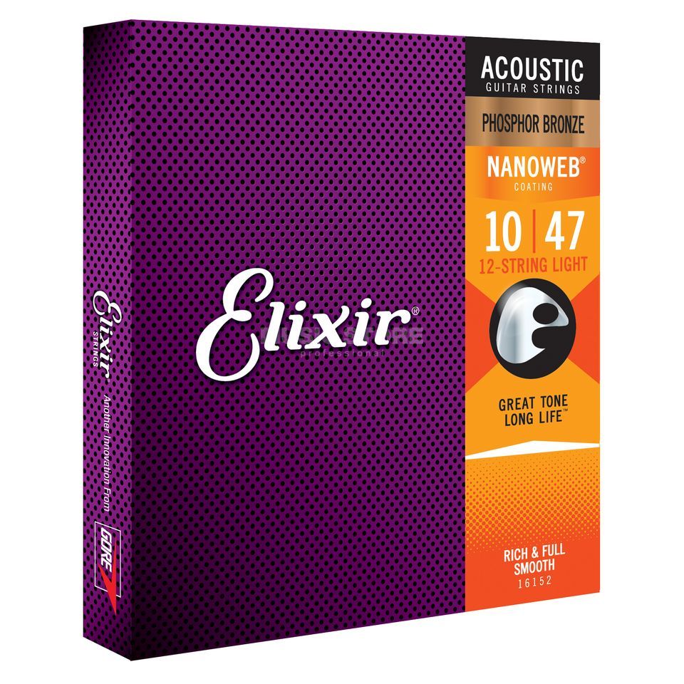 Elixir 16152 Nanoweb Phosphor Bronze Acoustic Guitar 12c Light 10-47 - Cordes Guitare Acoustique - Variation 2