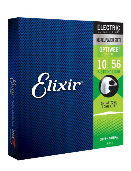 Cordes guitare électrique Elixir 19057 7-String Optiweb NPS Electric Guitar Strings 10-56 - jeu de 6 cordes