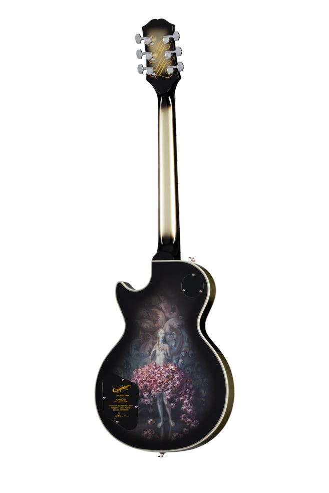 Epiphone Adam Jones Les Paul Custom Julie Heffernans Self Portrait Rose Art Ltd 2h Ht Eb - Antique Silverburst - Guitare Électrique Single Cut - Varia