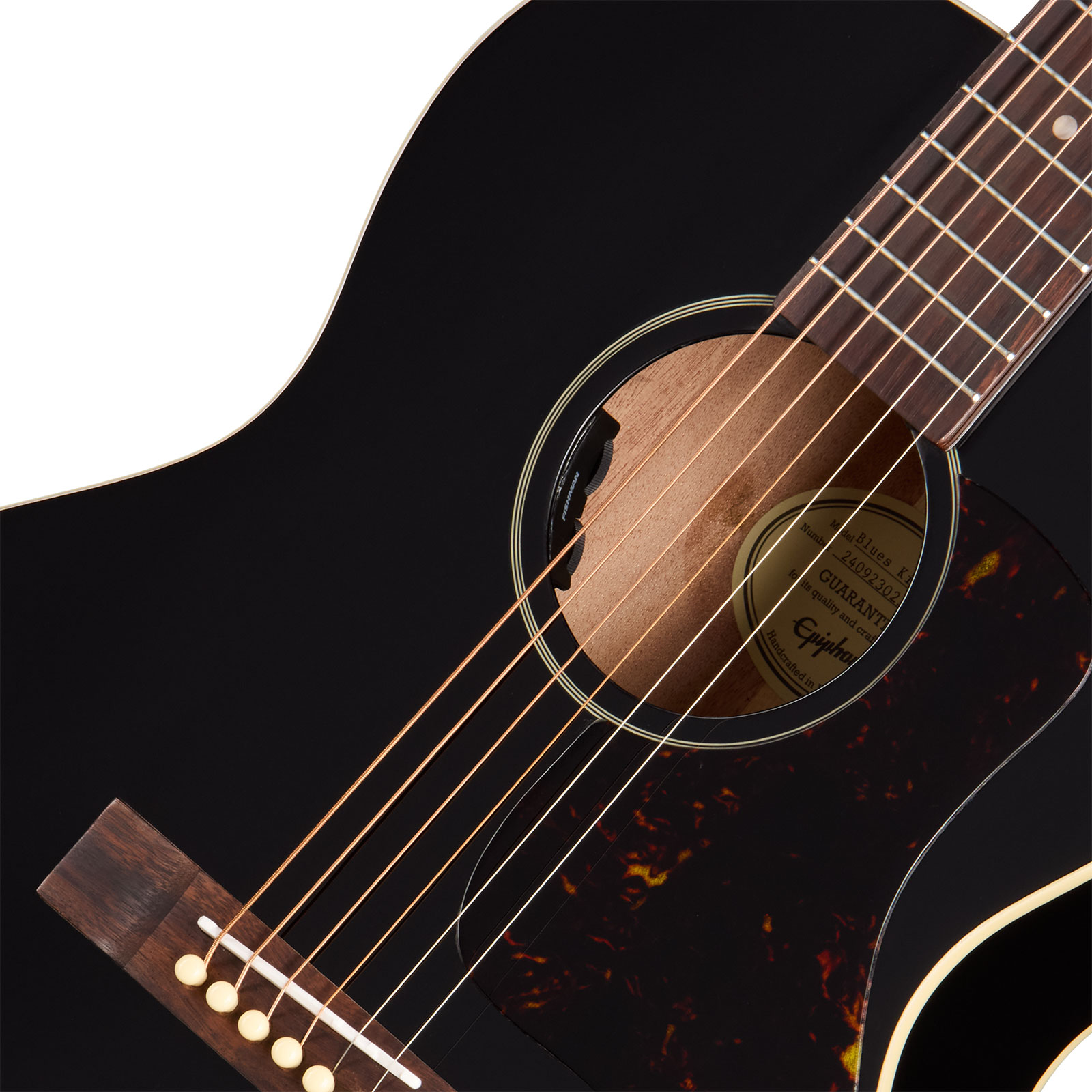 Epiphone Blues King Studio Lh Gaucher Ibg Parlor Epicea Acajou Rw - Ebony - Guitare Folk - Variation 3