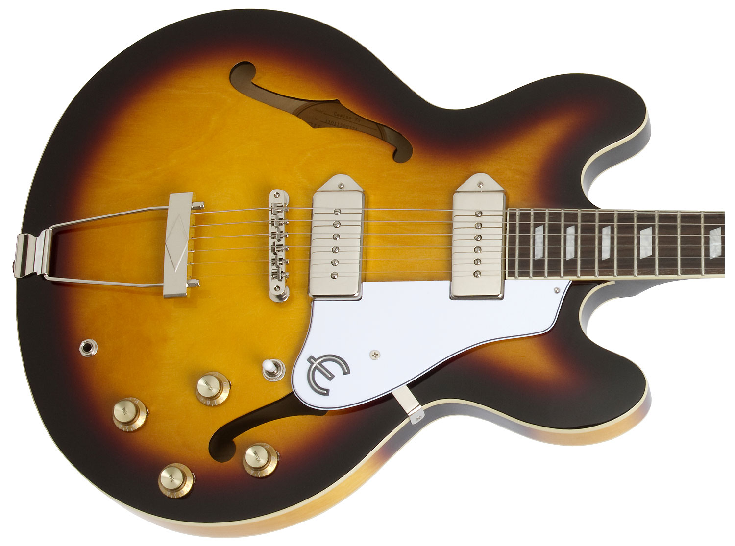 Epiphone Casino 2p90 Ht Pf - Vintage Sunburst - Guitare Électrique 1/2 Caisse - Variation 2