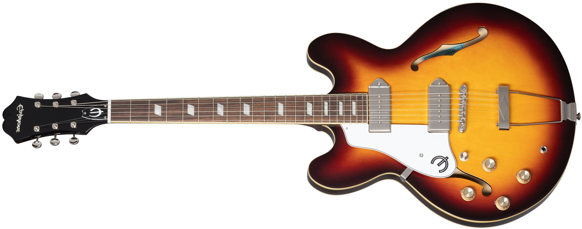 Epiphone Casino Archtop 2023 Lh Gaucher 2s P90 Ht Lau - Vintage Sunburst - Guitare Électrique 1/2 Caisse - Main picture