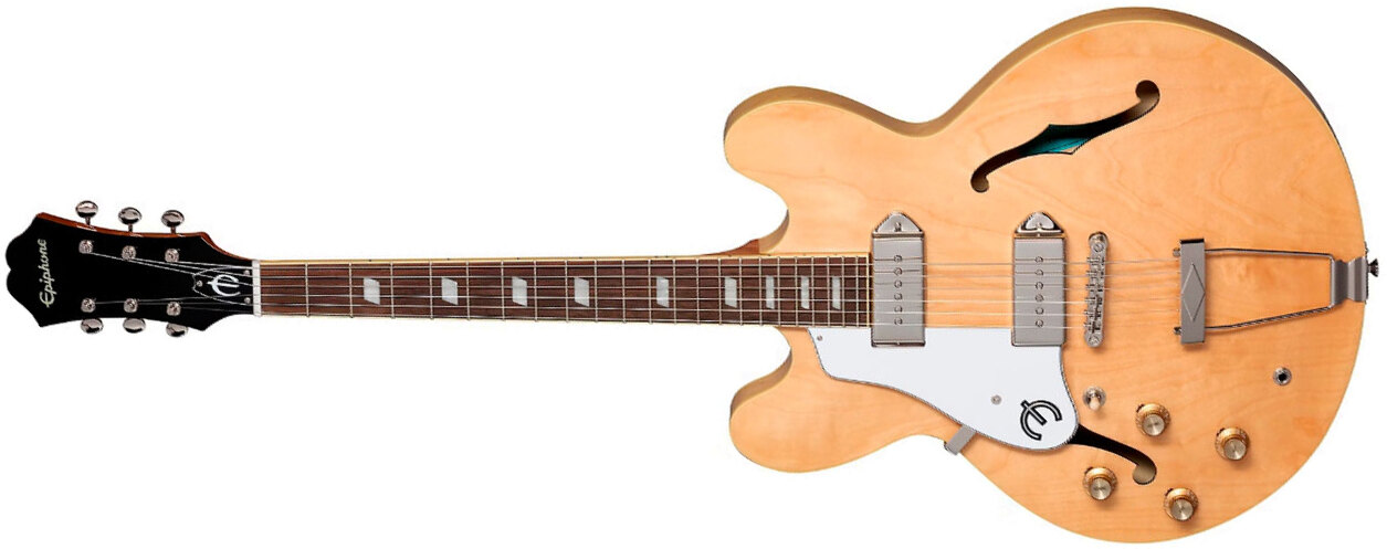 Epiphone Casino Archtop 2023 Lh Gaucher 2s P90 Ht Lau - Natural - Guitare Électrique 1/2 Caisse - Main picture