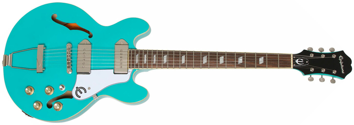 Epiphone Casino Coupe Archtop 2019 2p90 Ht Pf - Turquoise - Guitare Électrique 1/2 Caisse - Main picture