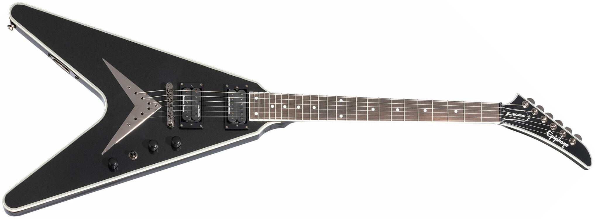 Epiphone Dave Mustaine Flying V Prophecy 2h Fishman Fluence Ht Eb - Black Metallic - Guitare Électrique MÉtal - Main picture