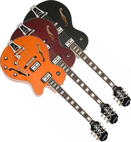 Epiphone Emperor Swingster Bigsby Gh Trans Black - Guitare Électrique 1/2 Caisse - Main picture