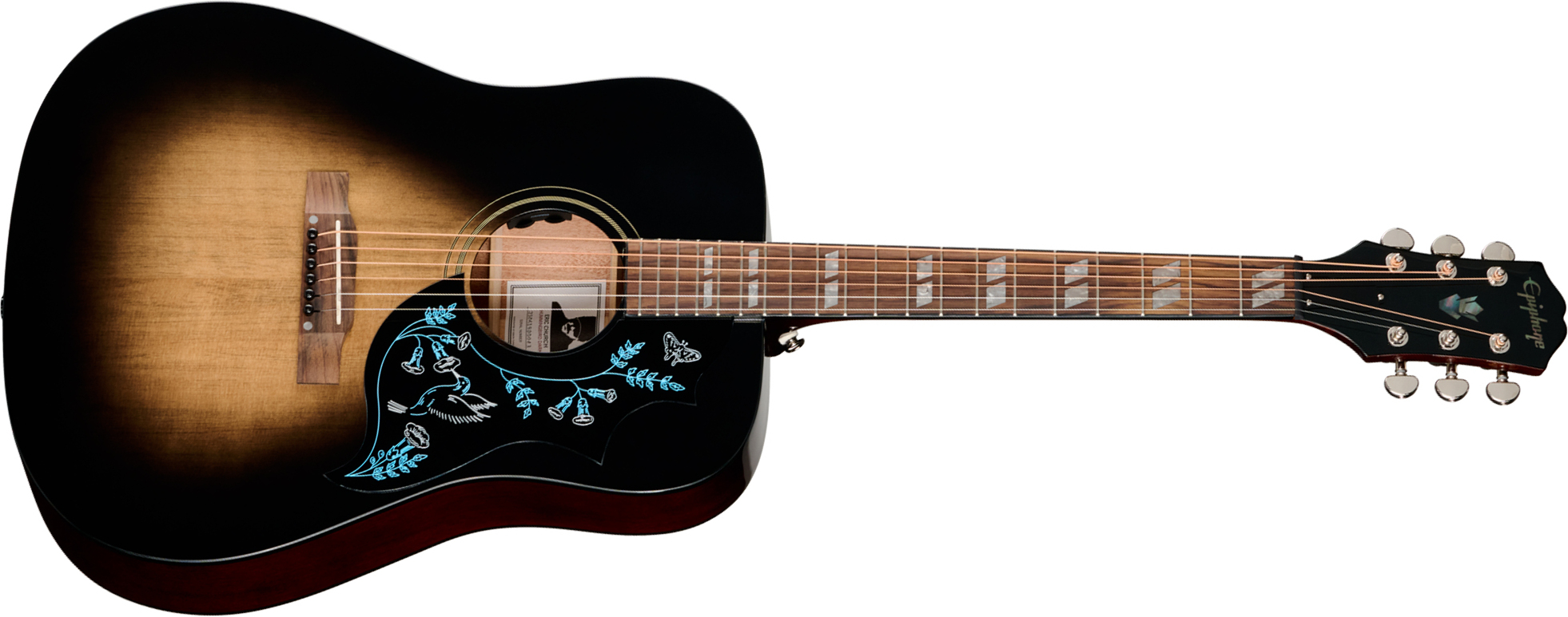 Epiphone Eric Church Hummingbird Dark Signature Dreadnought Shsc Epicea Acajou Rw - Cobra Burst - Guitare Folk - Main picture