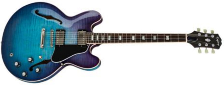 Epiphone Es-335 Figured Inspired By Gibson Original 2h Ht Rw - Blueberry Burst - Guitare Électrique 1/2 Caisse - Main picture