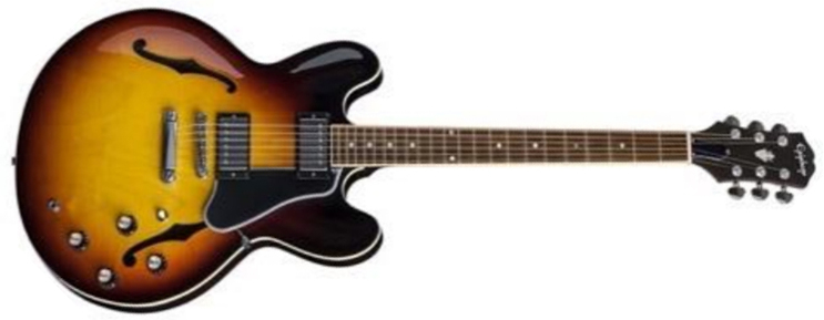 Epiphone Es-335 Inspired By Gibson Original 2h Ht Rw - Vintage Sunburst - Guitare Électrique 1/2 Caisse - Main picture