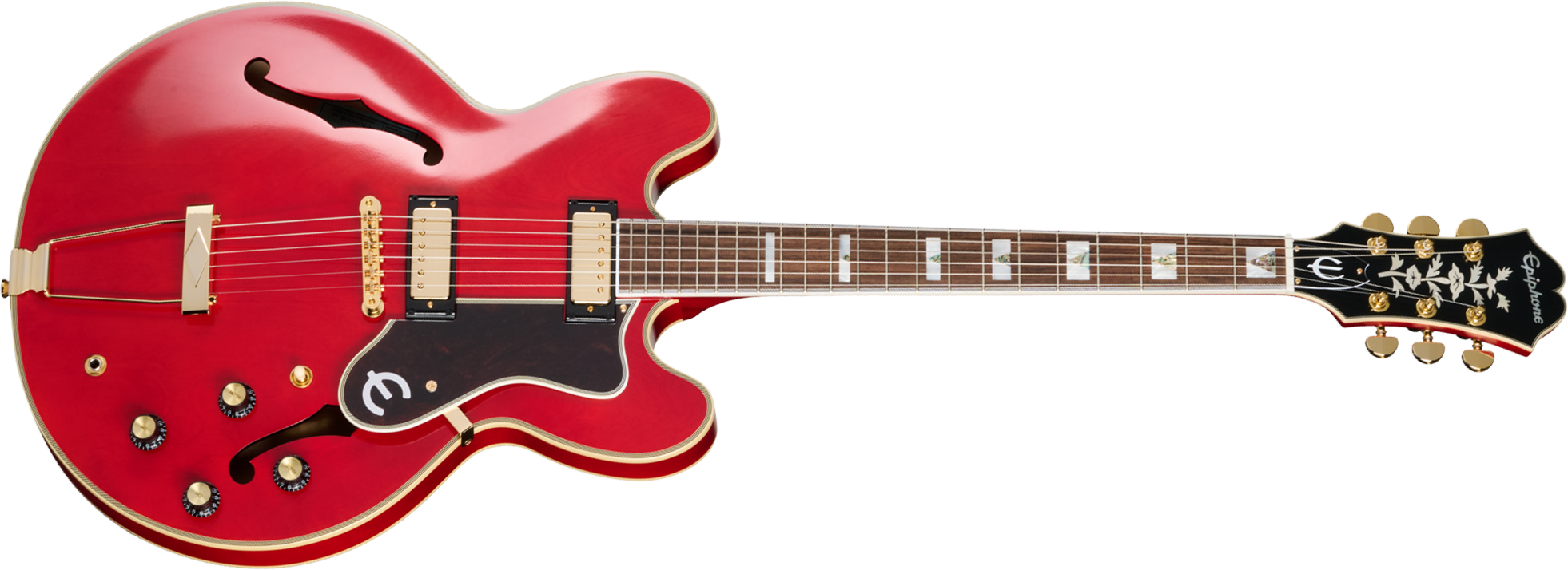 Epiphone Gem Archer Sheraton Masterbilt 2mh Gibson Usa Ht Rw - Cherry Red - Guitare Électrique 1/2 Caisse - Main picture