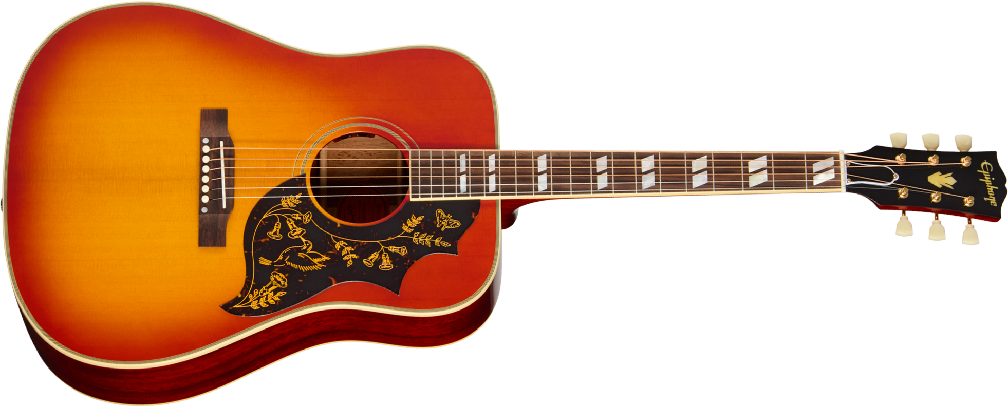 Epiphone Hummingbird 1960 Reissue Inspired By Gibson Dreadnought Epicea Acajou Rw - Heritage Cherry Sunburst - Guitare Folk - Main picture