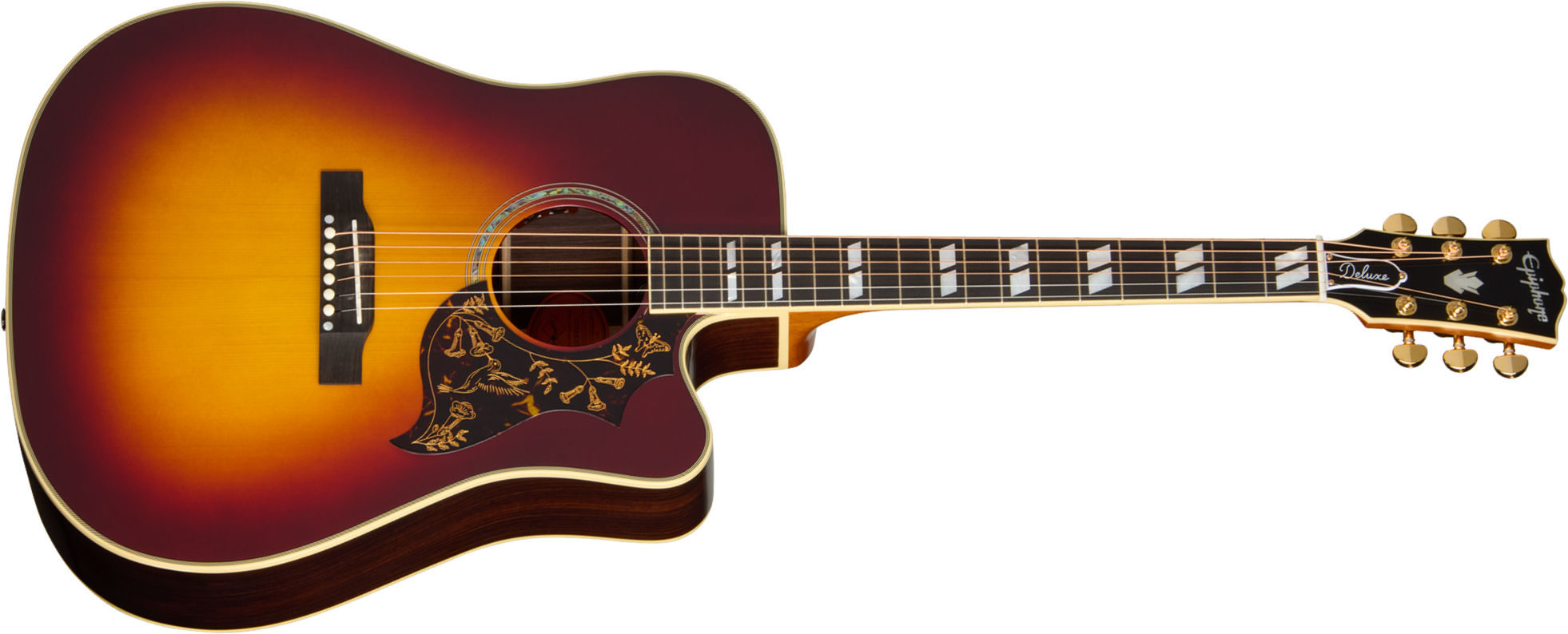 Epiphone Hummingbird Deluxe Ec Inspired By Gibson Dreadnought Cw Epicea Palissandre Eb - Autumn Burst - Guitare Folk - Main picture