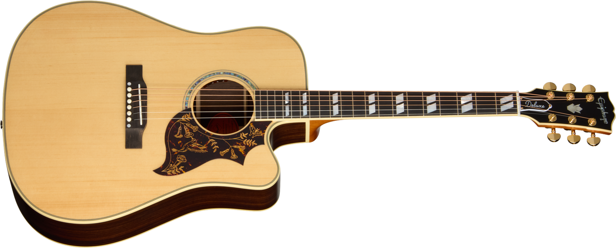 Epiphone Hummingbird Deluxe Ec Inspired By Gibson Dreadnought Cw Epicea Palissandre Eb - Natural - Guitare Folk - Main picture