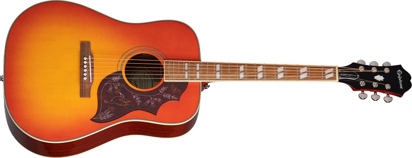 Epiphone Hummingbird Studio Dreadnought Epicea Acajou Pf - Faded Cherry - Guitare Electro Acoustique - Main picture