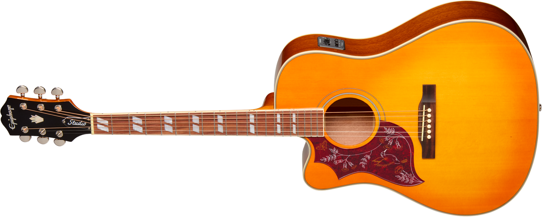 Epiphone Hummingbird Studio Ec Lh Gaucher Ibg Dreadnought Cw Epicea Acajou Rw - Heritage Cherry Sunburst - Guitare Folk - Main picture