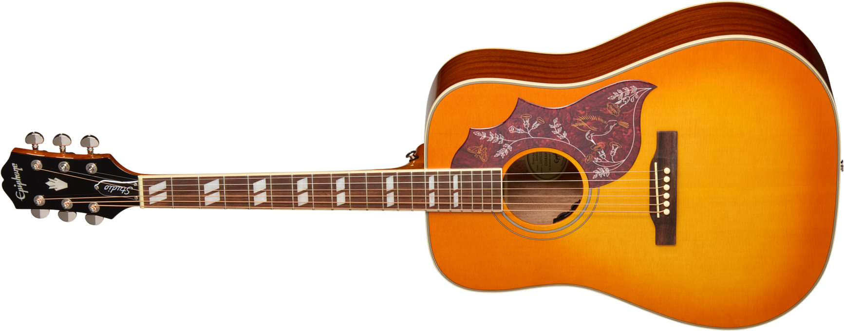 Epiphone Hummingbird Studio Lh Gaucher Ibg Dreadnought Epicea Acajou Rw - Heritage Cherry Sunburst - Guitare Folk - Main picture