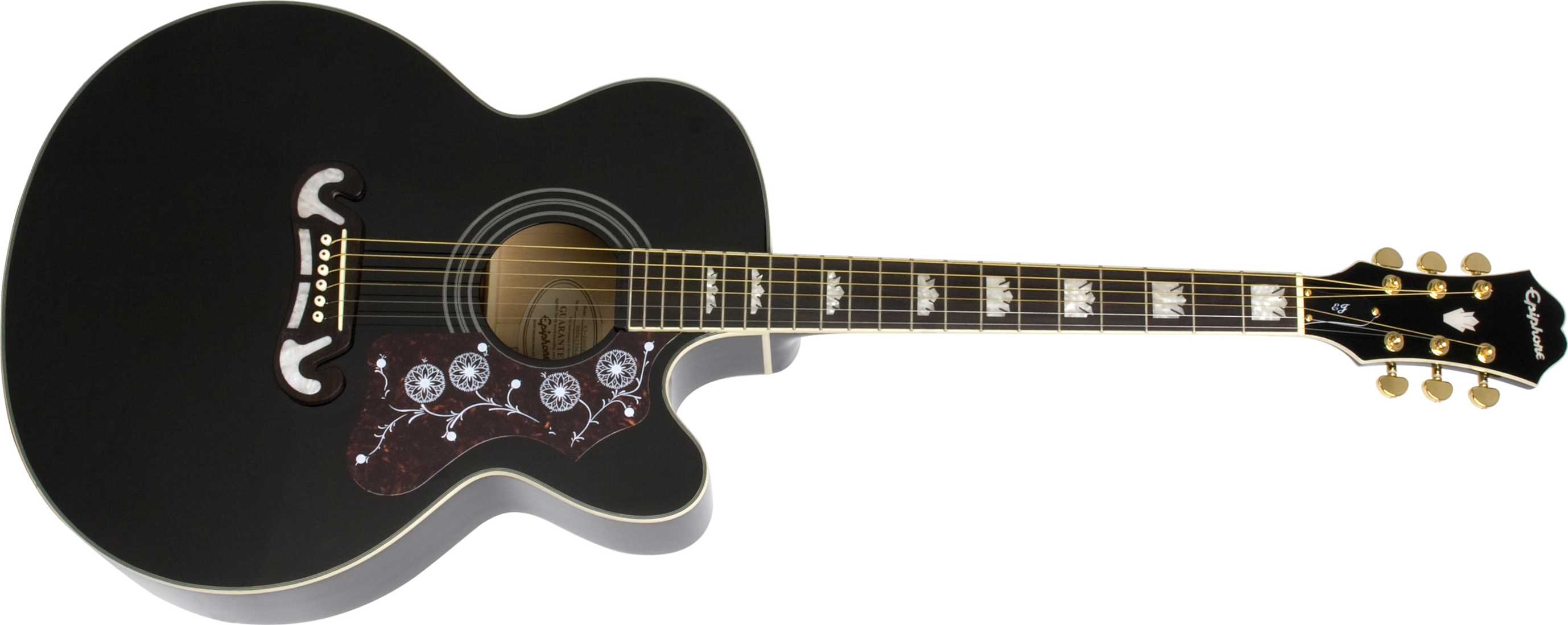 Epiphone J-200ec 2018 Jumbo Cw Epicea Erable Pf - Ebony - Guitare Electro Acoustique - Main picture