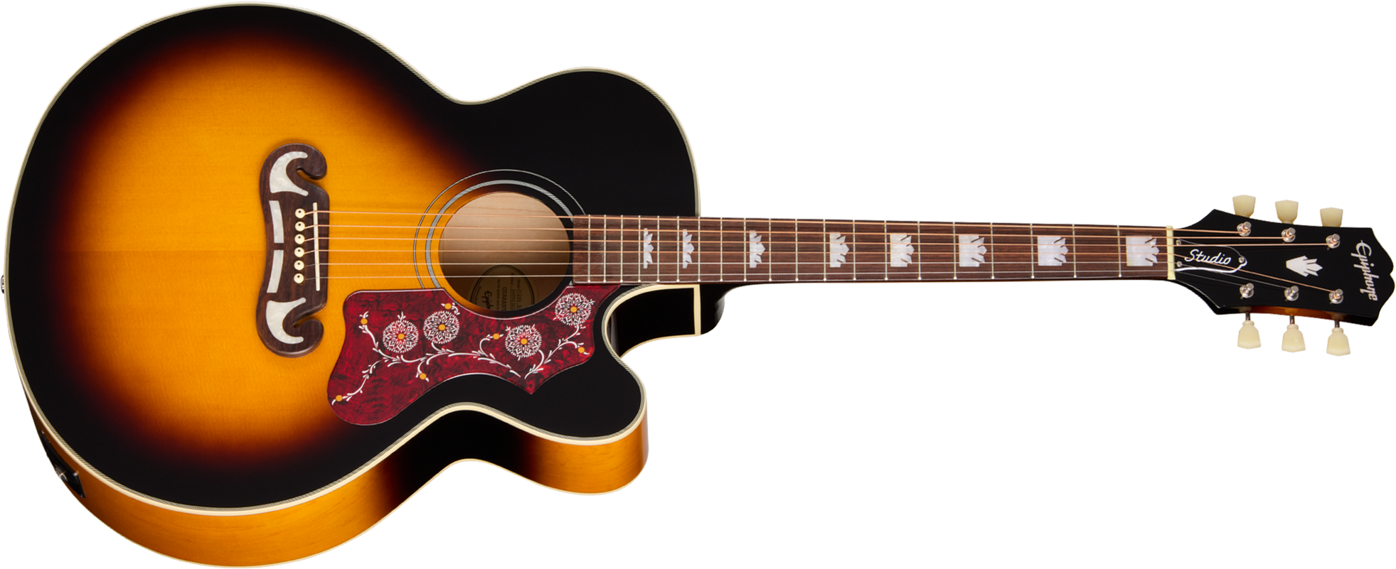 Epiphone J200 Studio Ec Ibg Jumbo Cw Epicea Acajou Rw - Vintage Sunburst - Guitare Folk - Main picture