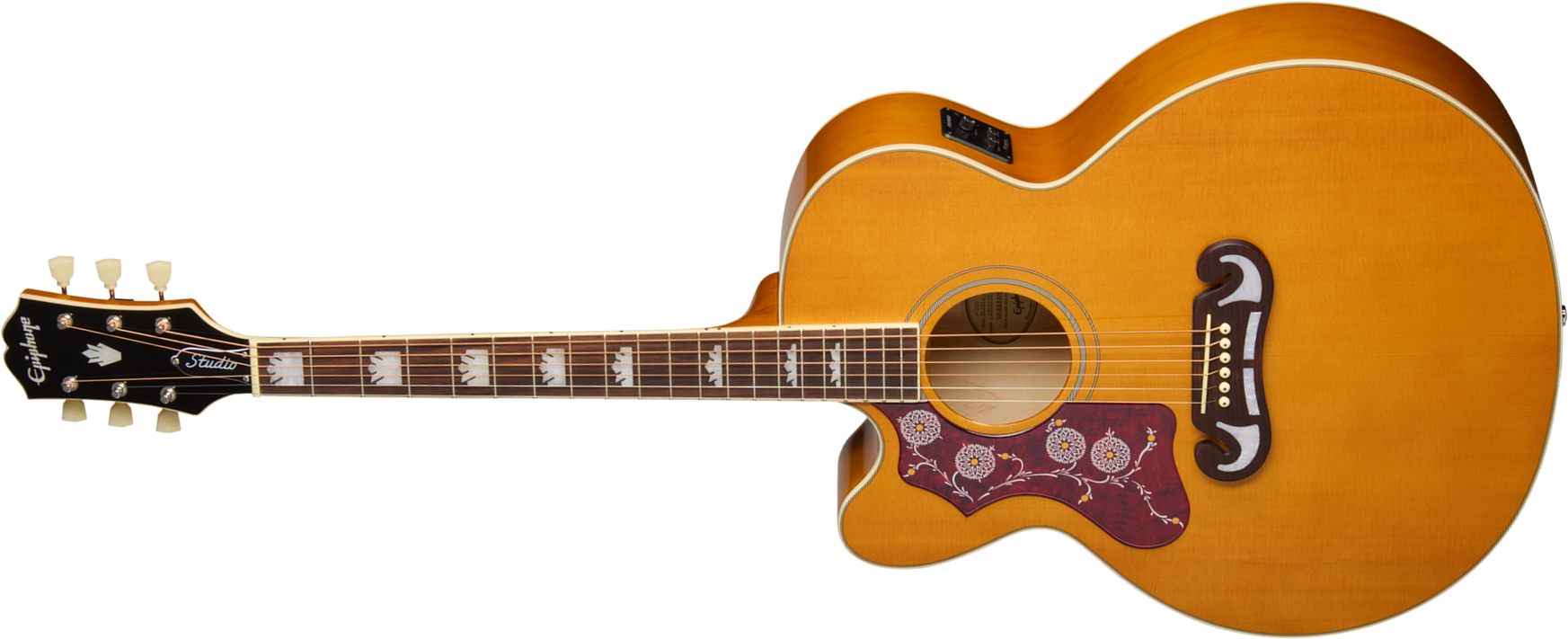 Epiphone J200 Studio Ec Lh Gaucher Ibg Jumbo Cw Epicea Acajou Rw - Natural - Guitare Folk - Main picture