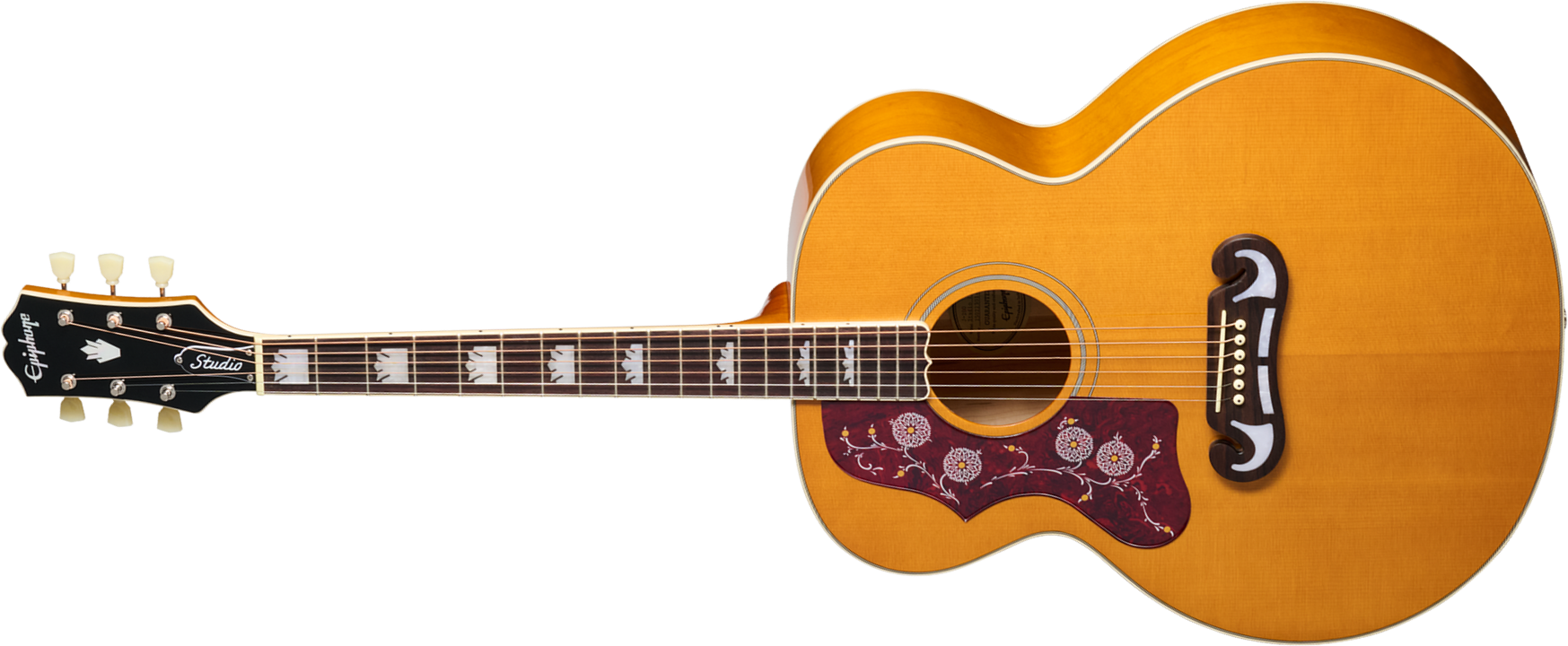 Epiphone J200 Studio Lh Gaucher Ibg Jumbo Epicea Acajou Rw - Natural - Guitare Folk - Main picture