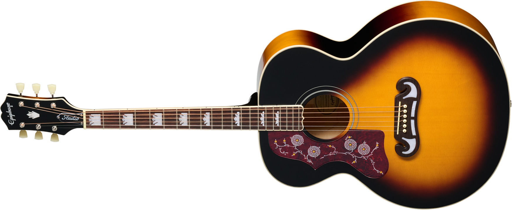 Epiphone J200 Studio Lh Gaucher Ibg Jumbo Epicea Acajou Rw - Vintage Sunburst - Guitare Folk - Main picture