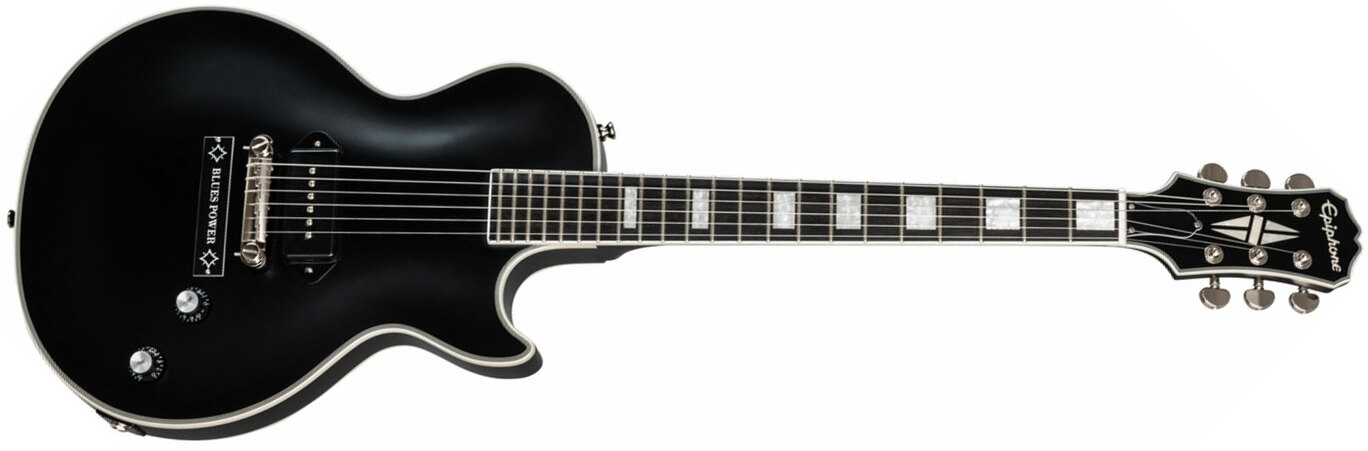 Epiphone Jared James Nichols Old Glory Les Paul Custom Outfit Signature P90 Ht Eb - Black Aged - Guitare Électrique Single Cut - Main picture