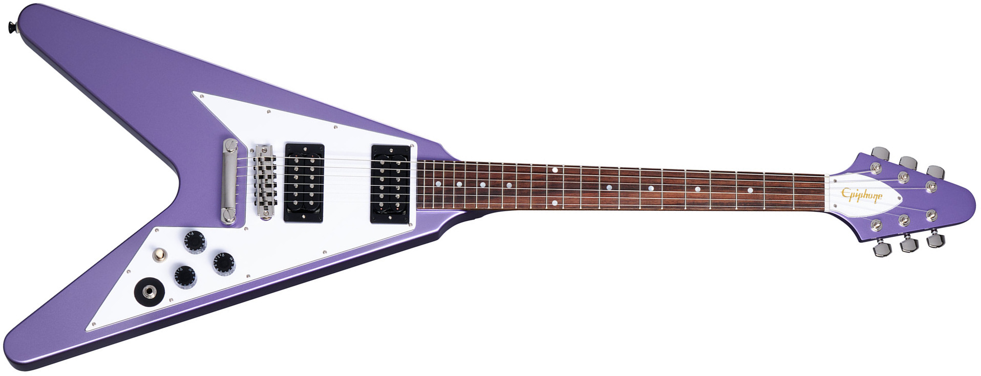 Epiphone Kirk Hammett Flying V 1979 Signature 2h Gibson  Ht Rw - Purple Metallic - Guitare Électrique Signature - Main picture
